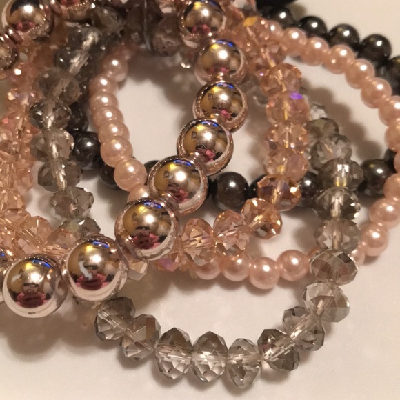 3/$15 Gorgeous Multi Strand Stretch Bracelet Stack - Picture 3 of 3